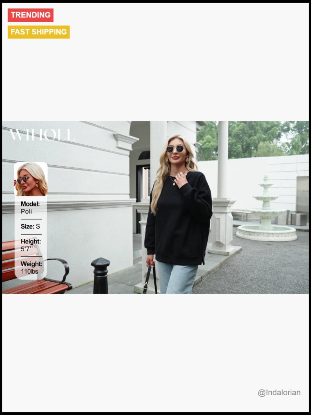 Oversized Fleece Pullover Sweatshirt with Pocket Casual Long Sleeve - Picture 6 of 6